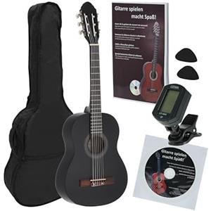 JUAN MIGUEL NAVARREZ Chitarra classica 1/2 starter Set nero (borsa, accordatore, plettri, libro con CD)