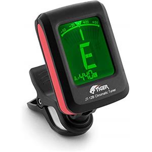 TIGER Music Chromatic Guitar Tuner - easy To Use Highly Accurate Clip-On Tuner - Suitable For Guitar / Bass / Violin / Ukulele - Batteria Inclusa, Nero