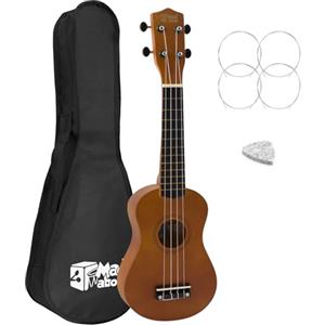 Mad About SU8-LH-NT Ukulele soprano per mancini colore naturale con custodia, plettro e corde di ricambio GRATUITE - Ottimo per scuole e principianti, ora con corde in fluorocarbonio