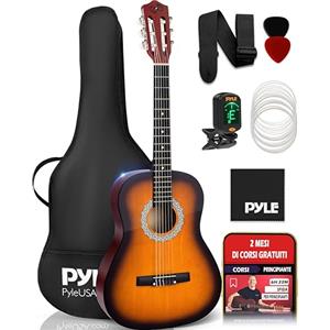 Pyle 6 Chitarra Acustica Junior Set da 91 cm, Corde in Nylon di Misura ¾ in Legno Guitarra Acustica Classica per Giovani Principianti, Bambini, Ragazzi, Ragazze, Adulti con Pacchetto di Accessori
