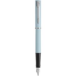 Waterman Allure penna stilografica | Corpo laccato Baby Blue opaco con finiture cromate | Pennino sottile in acciaio inossidabile | Inchiostro blu | Con confezione regalo