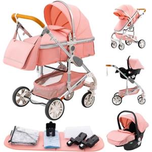 YAZOCO Passeggino Trio,Trio Passeggino Neonati 0-36kg Pieghevole Portatile 3 in 1Neonato Passeggino Leggero