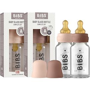 Bibs Biberon in vetro BIBS. Set di 2. Anti-coliche. Tettarella rotonda in lattice di gomma naturale. Favorisce l'allattamento naturale al seno, Complete Set - 110 ml (Pack of 2), Blush/Woodchuck