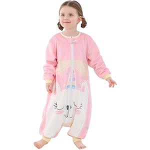 HAHASHOW Sacco Nanna con piedini Bambini Carini animali Sacco Nanna Invernale con gambe a maniche lunghe 1-3 Anni, Rosa