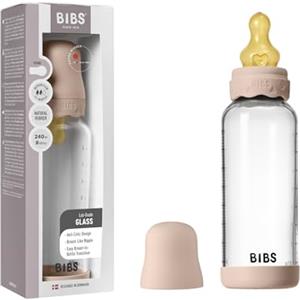 Bibs Biberon in vetro BIBS Boheme 240ml. Anti-coliche. Tettarella rotonda in lattice di gomma naturale. Favorisce l'allattamento naturale al seno - Blush