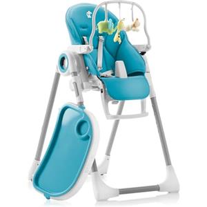 Sweety Fox Seggiolone Pappa Regolabile e Pieghevole - 7 Livelli Diverse, Schienale Bambino Pieghevole 5 Posizioni, Ripiano Smontabile, Vassoio a Clip (Facile da Pulire) - Blu