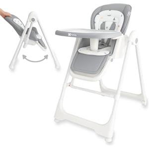 Twinly - Seggiolone Evolutivo 3 in 1 Movity: Seggiolone Pappa con 3 Funzioni per Neonati (0m+ - 15kg) Pieghevole e Regolabile Cintura di Sicurezza 5 Punti (Grigio)