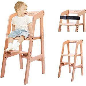 YOLEO Seggiolone Pappa in Legno, Sedia Evolutiva per Bambini e Adulti, Altezza Regolabile da 46 a 52 cm, Portata fino a 90 kg, Ideale per Studio e Pasti