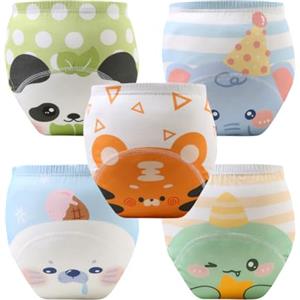 Aolso Cotone Mutandine di Apprendimento per Bambino,5PCS Pantaloni da Vasino,Pannolini Lavabili Riutilizzabile Copripannolino Neonato,Pannolini-Narvalo 110