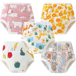 Aolso Cotone Mutandine di Apprendimento per Bambino,5PCS Pantaloni da Vasino,Pannolini Lavabili Riutilizzabile Copripannolino Neonato,Pannolini-Orso Polare 110