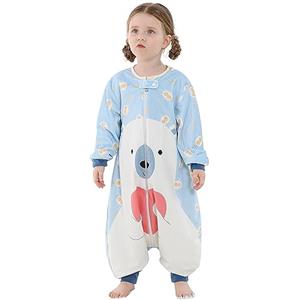 HAHASHOW Sacco Nanna con piedini Bambini Carini animali Sacco Nanna Invernale con gambe a maniche lunghe 1-3 Anni, Orso