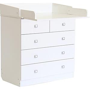 AVANTI TRENDSTORE - Levin - Fasciatoio in legno laminato con superficie pieghevole per il cambio del pannolino e 4 cassetti spaziosi. Dimensioni LAP 80,4x91,7x48 cm (Bianco)