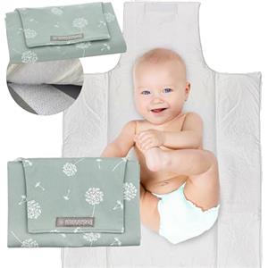 MIMUSELINA Fasciatoio Portatile Neonato | Fasciatoio da Viaggio Pieghevole, Impermeabile e Leggero | Esterno 100% Cotone, Interno Lavabile e Senza BPA | Chiusura Sicura