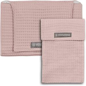 MIMUSELINA Set Fasciatoio Portatile Neonato e Borsa per Pannolini | Fasciatoio da Viaggio Pieghevole, Impermeabile e Leggero | Esterno 100% Cotone | Ideale come Regalo Neonato | Fatto a Mano in Spagna