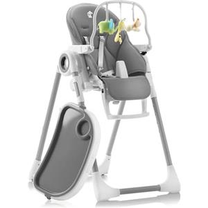 Sweety Fox Seggiolone Pappa Regolabile e Pieghevole - 7 Livelli Diverse, Schienale Bambino Pieghevole 5 Posizioni, Ripiano Smontabile, Vassoio a Clip (Facile da Pulire) - Grigio Scuro