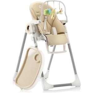 Sweety Fox Seggiolone Pappa Regolabile e Pieghevole - 7 Livelli Diverse, Schienale Bambino Pieghevole 5 Posizioni, Ripiano Smontabile, Vassoio a Clip (Facile da Pulire) - Beige