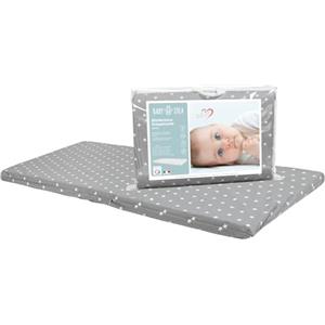 baby idea Babysanity Materasso Lettino Campeggio Sfoderabile Pieghevole Traspirante a Norma EN16890:2017 Federa100% Cotone Oeko-tex® Interno Certificato Certipur™ 60x120x4 OMAGGIO Borsa da Viaggio (Grigio)