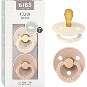 BIBS Colour Symmetrical, Set di 2 ciucci, succhietto senza BPA, Tettarella simmetrica. Lattice di gomma naturale, Prodotto in Danimarca/UE. Misura 1 (0-6 mesi), Ivory/Blush