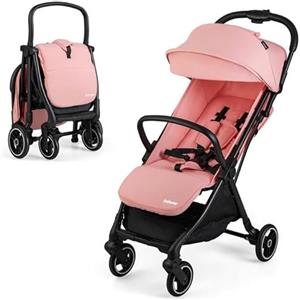 RELAX4LIFE Passeggino Leggero, per Bambini 0-3 Anni, Pieghevole, con Tettuccio Apribile, Ruota Universale con Freno, Cintura di Sicurezza, Cestino Portaoggetti, Portata di 15 kg (Rosa)