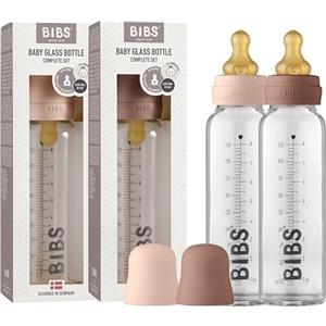 Bibs Biberon in vetro BIBS. Anti-coliche. Set di 2. Tettarella rotonda in lattice di gomma naturale. Favorisce l'allattamento naturale al seno, Complete Set - 225 ml (Pack of 2), Blush/Woodchuck