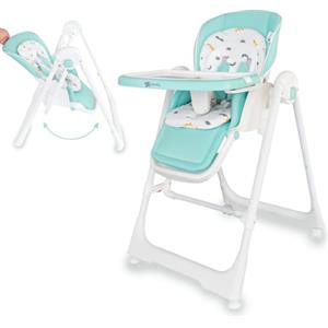 Twinly - Seggiolone Evolutivo 3 in 1 Movity: Seggiolone Pappa con 3 Funzioni per Neonati (0m+ - 15kg) Pieghevole e Regolabile Cintura di Sicurezza 5 Punti (Menta)