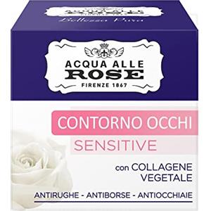 Acqua alle Rose, Contorno Occhi Antirughe Sensitive, Crema Occhi Antiage e Anti Occhiaie - Con Collagene Vegetale e Estratto di Rosa, Ingredienti Naturali - 15 ml