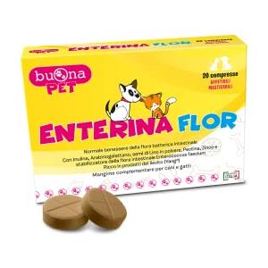 Buona Pet Enterina Flor 20 Cpr di Mangime Complementare per Cani e Gatti, Favorisce il Benessere della Flora Intestinale con Probiotici e Prebiotici, Inulina di Cicoria, Zinco e Pectina, Made in Italy
