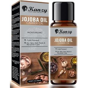 Kanzy olio di jojoba biologico spremuto a freddo, puro olio di jojoba per capelli, unghie, ciglia e sopracciglia (10 ml, Jojoba)