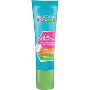 Gerovital Stop Acnee Crema Ultra-Attiva Anti Acne con Acido Salicilico per Viso, Rimuove brufolo, Deterge e purifica i pori, Trattamento per acne, 15 ml