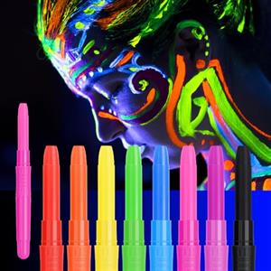 URAQT Body Paint Neon, 8 Colori Trucco Bambini Pittura Corpo e Viso, UV Face Paint Sicuro e Non Tossico, Colori per Trucchi Carnevale, Halloween, Festa