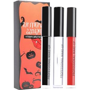 HISUNBEN 3 colori Balck Bianco Rosso Opaco Rossetto Rossetto Impermeabile Rossetto Rossetto Impermeabile Rossetto Halloween Cosplay Labbra Trucco Non-stick Cup