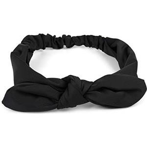 styleBREAKER Fascia per capelli da donna in tinta unita con fiocco e fascia elastica, fascia per fronte, fascia per capelli, Pinup, Rockabilly 04026035, colore:Nero