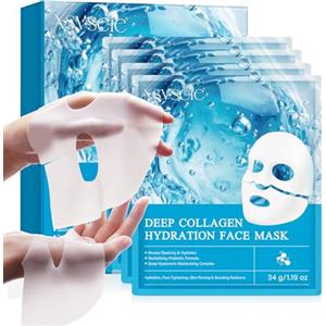 Lxitian Maschera Collagene Viso Coreana, Maschera Viso Coreana, Bio Collagen Real Deep Mask, Idratante Rassodante Antirughe e Lifting