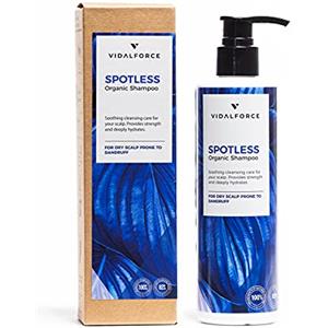 VIDALFORCE SPOTLESS, Shampoo per Dermatite Seborroica con 21 Ingredienti Naturali, Shampoo Antiforfora, Dermatite atopica, Cute secca, Forfora Secca 250ml