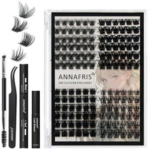 ANNAFRIS Ciglia Finte Ciuffetti Kit Ciglia Finte Naturali DIY Extension Ciglia Fai da te Cluster Lashes(C W02+JS02+JS09+JS13)