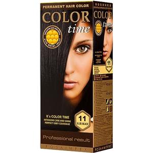 COLOR TIME | Tinta Permanente in Gel Colore Blu Nero 11 | Arricchita con Gelatina Reale e Vitamina C | Colorazione Permanente per Capelli | Copre i Capelli Bianchi | 100 ML