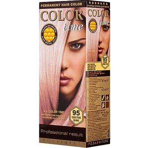 COLOR TIME | Tinta Permanente in Gel Colore Biondo Rosa Chiaro 95 | Arricchita con Gelatina Reale e Vitamina C | Colorazione Permanente per Capelli | Copre i Capelli Bianchi | 100 ML