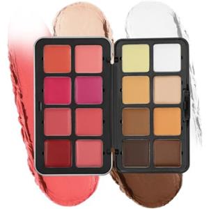 Beauty Searcher Palette di correttore e blush in 12 colori, 2 in 1, correttore in crema con finitura opaca, dall'aspetto naturale, sfumabile, palette di trucco viso con correttore e blush