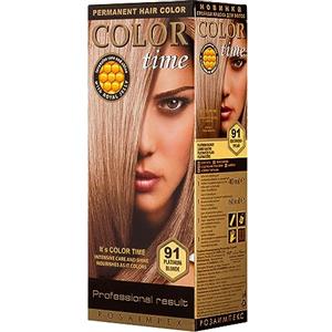 COLOR TIME | Tinta Permanente in Gel Colore Biondo Platino 91 | Arricchita con Gelatina Reale e Vitamina C | Colorazione Permanente per Capelli | Copre i Capelli Bianchi | 100 ML