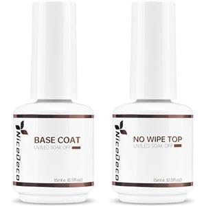 Nicedeco Base e Top Coat Smalto Semipermanente per Unghie Kit in Gel Soak Off UV LED Gel Unghie per Manicure, Vegano - Durabilità & Facile da Usare