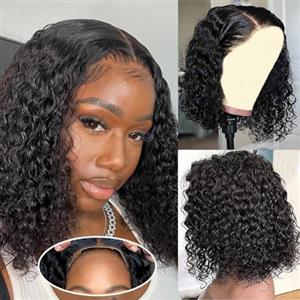 YAYAHAIR Parrucca Donna Ricci Short Bob Human Hair Wig for Women 5x5 Deep Curly Lace Wigs Human Hair Glueless Wig Pre Plucked Natural Hairline with Baby Hair Brazilian Real Virgin Lace Wigs 12 Pollici
