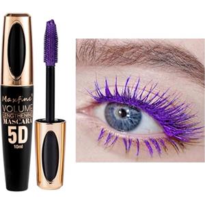 HISUNBEN Mascara viola impermeabile, 10 ml, resistente all'acqua, a lunga durata, volumizzante, per Natale, Halloween, feste, matrimoni (Tubo nero - Viola)