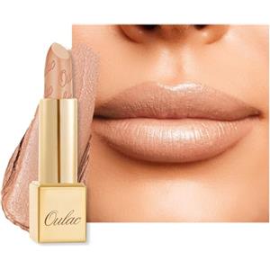 OULAC Rossetto Opaco Finitura Metallica, Matte Rossetti Nudo Glitterato Idratazione e Lucentezza a Lunga Durata per le Labbra, Texture Fine Colore Intenso, 4,3g (GM01) Serene
