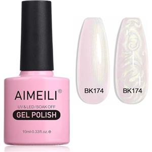AIMEILI Pearl Shell Smalto per Unghie, Bianco Perlato Smalto Semipermanente per Unghie Glitter Shimmer Mermaid Gel Soak Off UV LED Effetto Perla e Effetto Spirale - (174) 10ml
