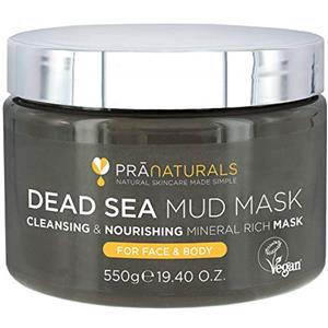 PraNaturals Maschera ai fanghi del Mar Morto 550g, 100% Naturale, Ricca di minerali nutrienti, Idrata e disintossica la pelle, Libera i pori, Esfolia le cellule morte