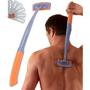 BRO SHAVER BroShaver 3.0 Tagliacapelli fai da te per schiena e corpo con 6 lame - Rasatura a secco o a umido per uomo | Rasoio con manico diviso e impugnatura ergonomica