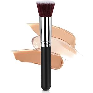 AOOWU Pennello Fondotinta, Pennello Professionale per Fondotinta con Punta Piatta, Pennello Fard e Fondotinta Super Morbido, Per Applicare Fondotinta, Arrossire, Contouring Creme et Polveri(Nero)