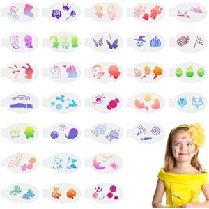 URAQT Stencil per Tatuaggi, 30 Pezz Stencil di Pittura del Viso, Temporanei, Modello Riutilizzabile per Il Trucco per Bambini e Adulti, Halloween, Party, Set Diversificato