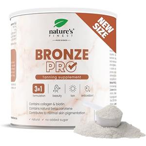 Nature's Finest Bronze PRO - Integratore Solare con Betacarotene Ultra Attivo - Abbronzante da Bere per Corpo e Viso - Acceleratore Naturale, Autoabbronzante, Protezione Solare - 125 g