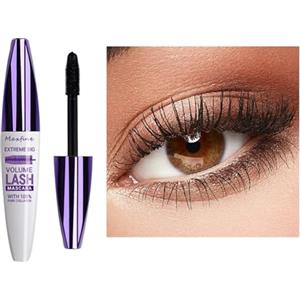 HISUNBEN Mascara viola impermeabile, 10 ml, resistente all'acqua, a lunga durata, volumizzante, per Natale, Halloween, feste, matrimoni (Tubo bianco - Nero)